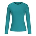 thumbnail image 4 of VEKDONE Womens Ribbed Knit Long Sleeve Shirts Slim Fitted Stretchy Tight Tops Basic Solid Color Tees Fall Soft Comfy Yoga Cropped Tops, 4 of 6