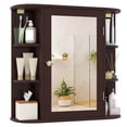 thumbnail image 1 of Costway Multipurpose Mount Wall Surface Bathroom Storage Cabinet Mirror Brown, 1 of 10