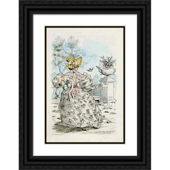 Henri Boutet 17x24 Black Ornate Framed Double Matted Museum Art Print Titled: 1931 Nineteenth -Century Female Modes (1908)