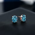 thumbnail image 3 of Gem Stone King 18K Rose Gold Plated Silver London Blue Topaz Stud Earrings for Women Men | 3.00 Cttw | Gemstone November Birthstone | Oval 8X6MM, 3 of 4