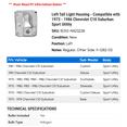 thumbnail image 2 of Left Tail Light Housing - Compatible with 1973 - 1986 Chevy C10 Suburban Sport Utility 1974 1975 1976 1977 1978 1979 1980 1981 1982 1983 1984 1985, 2 of 2