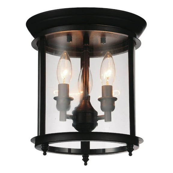 CWI Lighting Desire 3 Light Metal Cage Flush Mount in Bronze