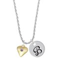 thumbnail image 1 of Delight Jewelry Goldtone Large Light Purple Crystal Heart Silvertone Script Initial Disc - B - Charm Necklace, 20"+3", 1 of 4