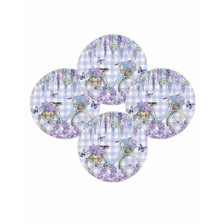Round Placemats Set of 4 Lavender Bicycle Place Mats Washable Woven Placemat Butterfly Wisteria Flower Purple Plaid Circle Braided Table Mat for Kitchen Dining Table Party Home Decor 15 Inch Round Placemats Set of 4 Lavender Bicycle Place Mats Washable Woven Placemat Butterfly Wisteria Flower Purple Plaid Circle Braided Table Mat for Kitchen Dining Table Party Home Decor 15 Inch