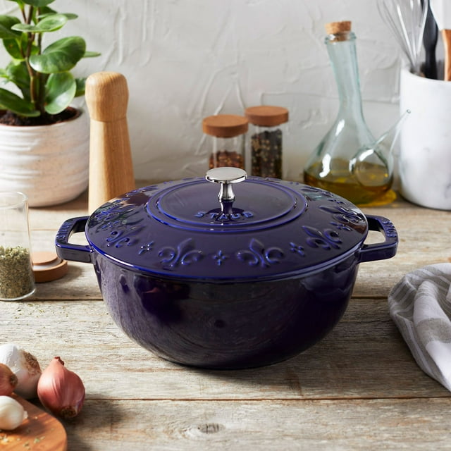 Staub Enameled Cast Iron 3.75-Quart Essential Fleur De Lis Cocotte, Choose Color