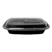 32 oz. Black Rectangular Microwavable Food Take-Out Containers w/Lid (Pack of 50 )