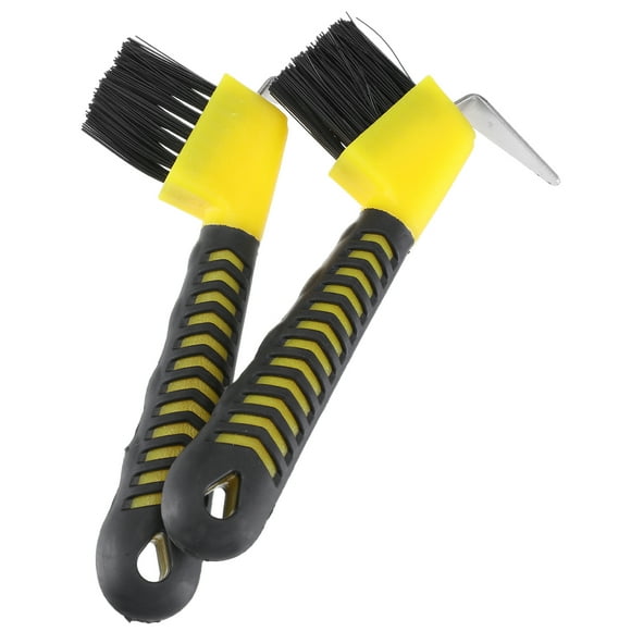 FRCOLOR Cure-Sabot 2 Pcs Cure-Sabot à Prise Crochet pour Sabot de Cheval avec Brosse pour Toilettage de Poil de Cheval,6.69"X3.74"X0.79 Pouces