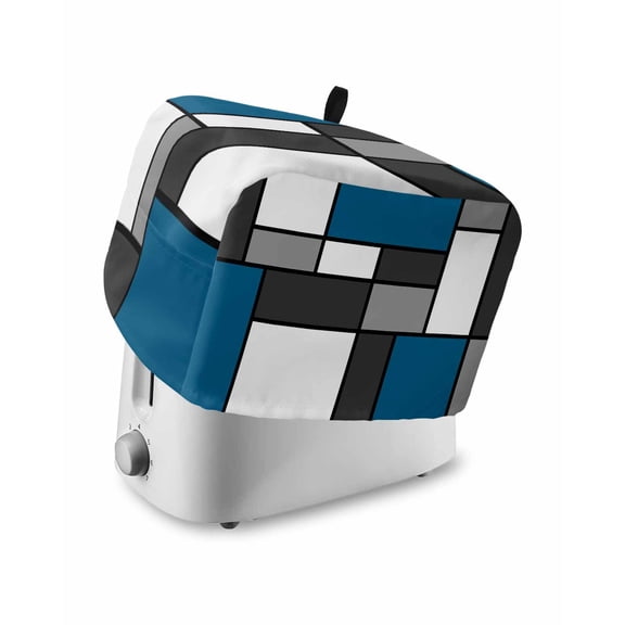 Toaster Cover 4 Slice Modern Geometric Splicing Toaster Oven Cover with Pockets Abstract Blue Blocks Dustproof Bakeware Protector Small Kitchen Appliance Dust Covers and Fingerprint Protection