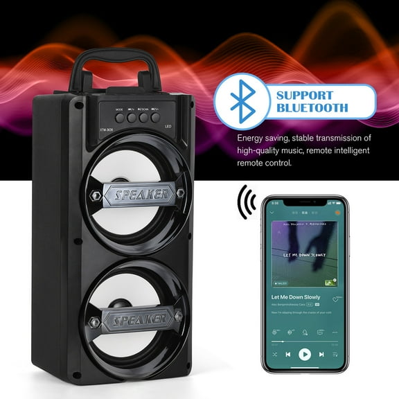 High Quality Portable Bluetooth Speakers Subwoofer Wireless Outdoor Indoor Speaker for Party,Black