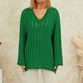 thumbnail image 6 of Liacowi Women Juniors Knitted Sweater Long Sleeve V-Neck Pullover Retro Jumpers Tops Fall Loose Knitwear for Teen, 6 of 6