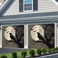 thumbnail image 3 of Halloween Garage Door Cover Banner 7 x 16 FT, Horror Bat Crow Full Moon Beige Black Garage Door Curtains Backdrop with Grommets for Indoor Outdoor Wall Party Porch Yard Decorations Background, 3 of 9