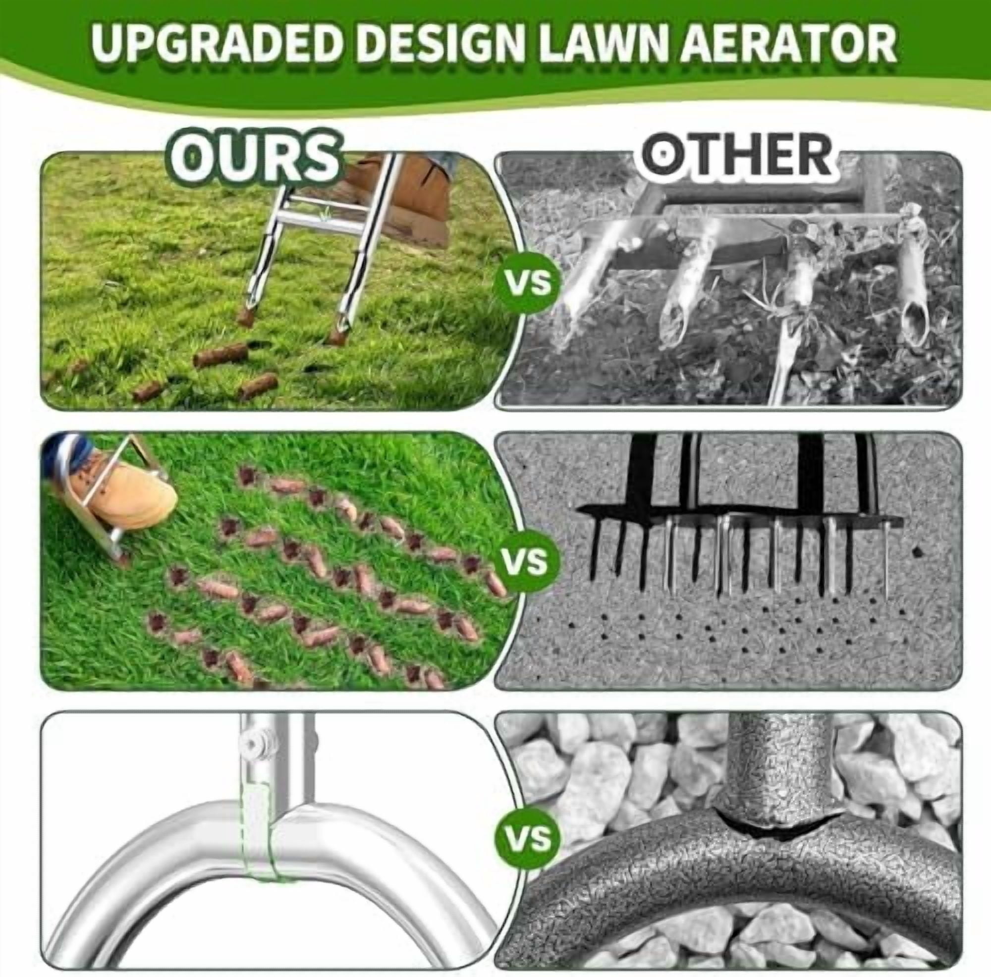 Manual Lawn Aerator Tool - Core Aerator with Step-to-Eject Technology for Never-Clogging Lawn Aeration, Heavy-Duty Steel Construction,Easy DIY Plug Aerator for Healthier Grass and Yard (Black)