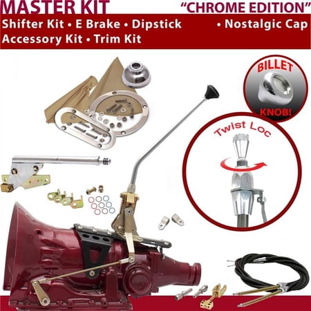 American Shifter C4 Shifter Kit Chrome 12 in. E Brake Cable Clevis Trim Kit Dipstick for F05E0