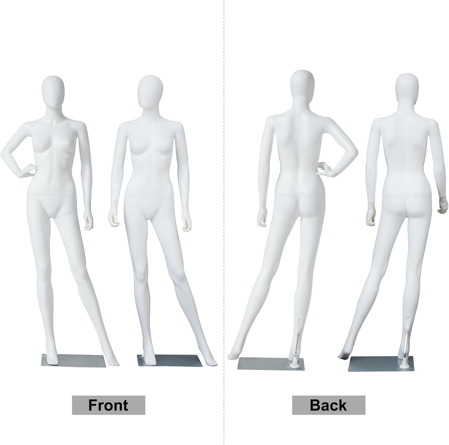 Kinbor 6Ft Female Mannequin Dress Form Display - Manikin Torso Stand Realistic Full Body Mannequin Set with Stand for Clothing Shops, Clothing Design(White)