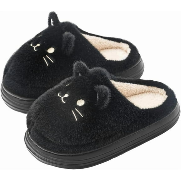 Cute Fuzzy Cat Slippers Cozy House Slippers Non-Slip Slippers for Women Men Indoor & Outdoor Shoes