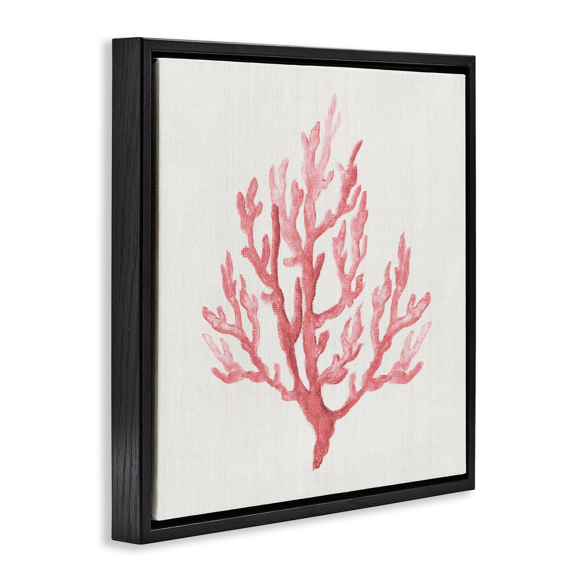 Stupell Industries Muted Pink Coral Branch Black Framed Floater Canvas Wall Art, design by Janet Tava