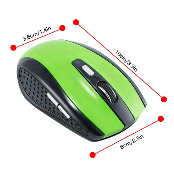 Ratón inalámbrico 2.4G Computadora que trabaja para juegos, inalámbrico, alimentado por batería, 1600DPI, ratón óptico de plástico, verde Inevent EL4655-02B