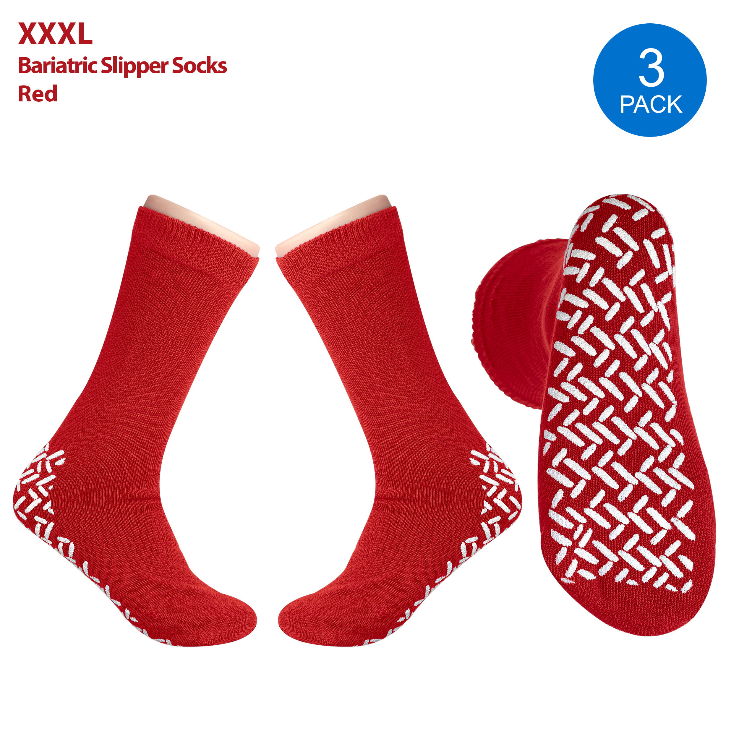 XXXL Slip Stopping Terrycloth Socks (Double Tread) (Extra Wide Bariatric)  (Yellow) (3 Pairs)