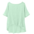 thumbnail image 2 of Green Womens Tops Women's Summer Short Sleeved Solid Color Casual Loose Cloud Cotton Comfortable Top Shirts for Women, 2 of 6