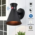 thumbnail image 5 of C Cattleya 5.5 in. 1-Light Motion Sensing Dusk to Dawn Outdoor Wall Sconce Black and Woodgrain Finish with Striped Clear Glass, 5 of 5