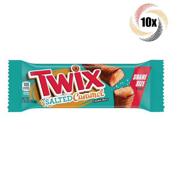 10x Packs Twix Salted Caramel Chocolate Cookie Bars King Size Candy 2.82oz