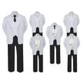 thumbnail image 1 of 5-7pc Formal Black White Suit Set Ivory Bow Long Tie Vest Boy Baby Sm-20 Teen, 1 of 3