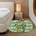 thumbnail image 5 of Area Rug 48in, St. Patrick's Spring Shamrocks Plaid Floor Carpet Living Room Rug, Lucky Green Vase Non-Slip Welcome Mat Indoor Rugs for Bedroom Dining Room, 5 of 9