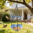 thumbnail image 6 of Double-Tier Hanging Bird Feeder Heart-shaped Tray, Multifunctional Bird Plates for Feeding and Bath, Outdoor Decoration for Garden Backyard Attracting Wild Birds (Blue), 6 of 9