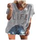 thumbnail image 1 of Gibobby Blusa Casual de Mujer Camiseta suelta informal con cuello en V para mujer, blusa manga corta con estampado(Gris,CH), 1 of 5