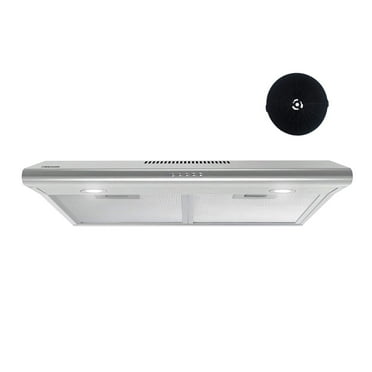 FIREGAS 30 inch Under Cabinet Range Hood with Ducted / Ductless Convertible Slim Kitchen over Stove Vent, 3 Speed Exhaust Fan, Reusable Filter, LED Lights in Stainless Steel