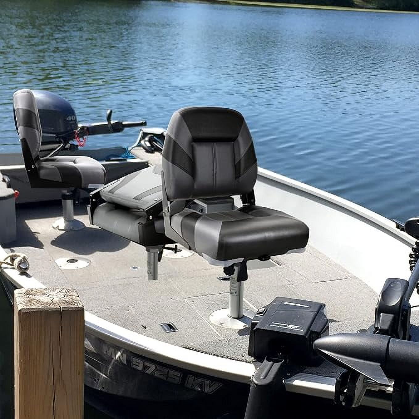 NORTHCAPTAIN Deluxe A Pair of High Back Folding Fishing Boat Seat,Stainless Steel Screws Included,Charcoal/Black(1 Seat), Seating - Canada