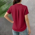 thumbnail image 7 of UAMVSH Womens Linen Shirts Short Sleeve V Neck Button T Shirts Dressy Casual Business Work Blouses with Pocket Summer Outfits, 7 of 7