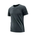 thumbnail image 2 of Tops for Men under $5 Short Sleeve Round Neck Fitness Exercise Running Training Solid Color Summertime Casual Top Dark Gray M, 2 of 6