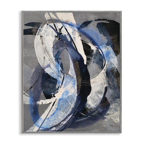 Stupell Industries Modern Blue Arc Motion Abstract Gray Framed Giclee Art, 11 x 14, by K. Nari