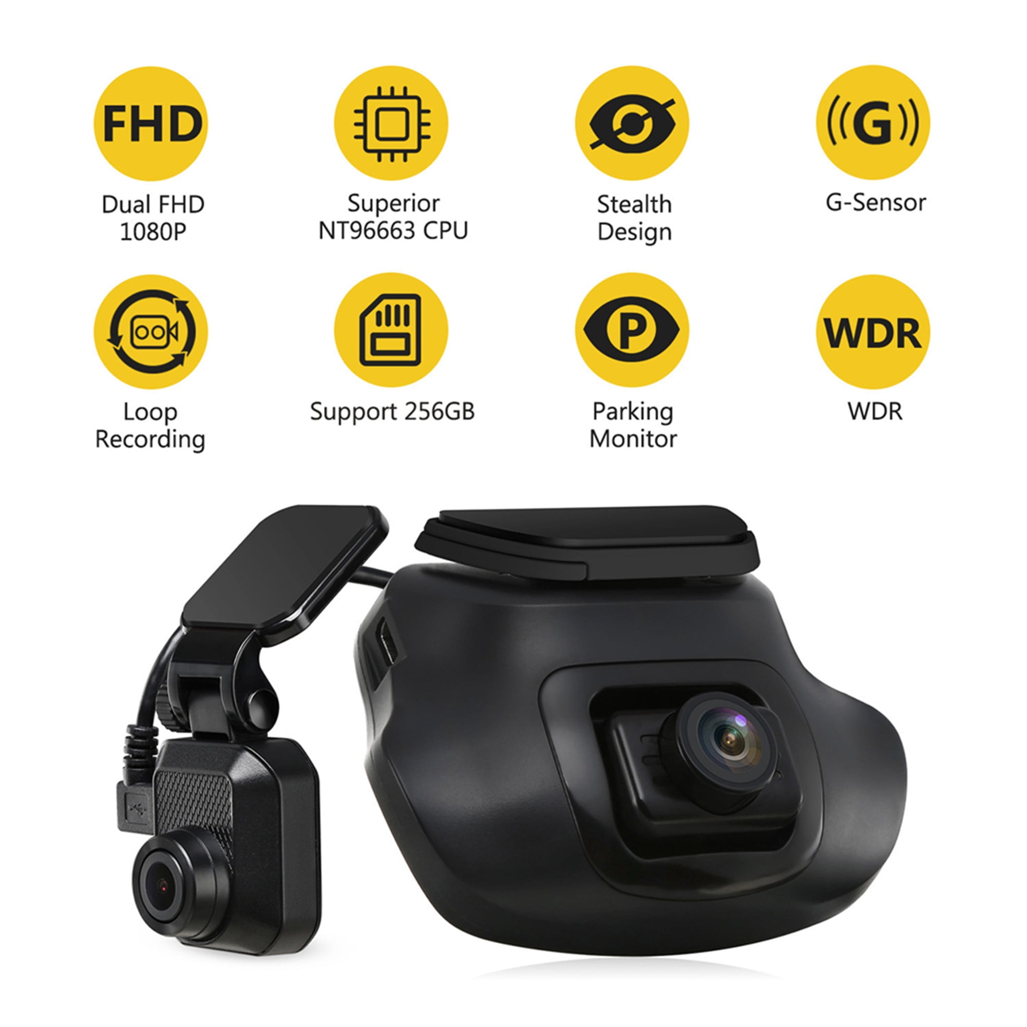 Dash Cameras for Cars with Night Vision Front and Rear, ZEDGE S3 1080P