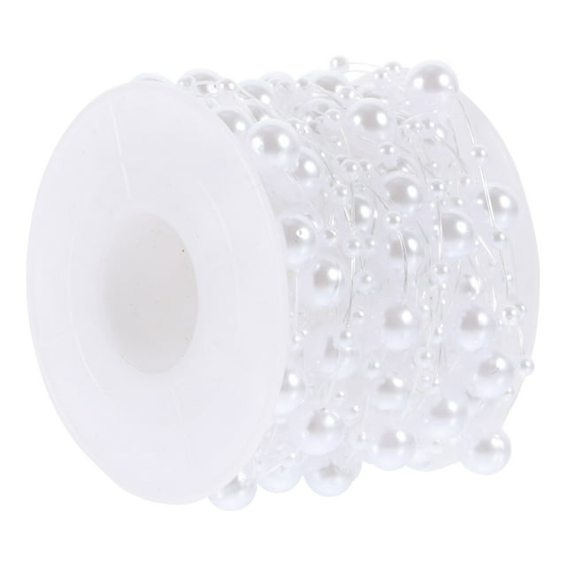 HEALEEP 1 Roll Plastic Beads Garland Spool White for Tree Decoration and Holidays
