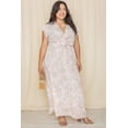 thumbnail image 4 of Pastel Pink Floral Line Drawing Flutter Sleeve Surplice Maxi Dress with Sash_Plus, 4 of 8