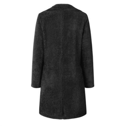 Women Lapel Teddy Bear Coat Faux Fur Fleece Jacket Overcoat Long Parka 