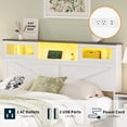 thumbnail image 5 of Queen Bed Frame with Headboard, Bed Frame Queen Size with Charging Station, LED Beds with 2 Storage Drawers, Wood Farmhouse Bedframe Queen-Size, Noise-Free and No Box Spring Needed, 5 of 9