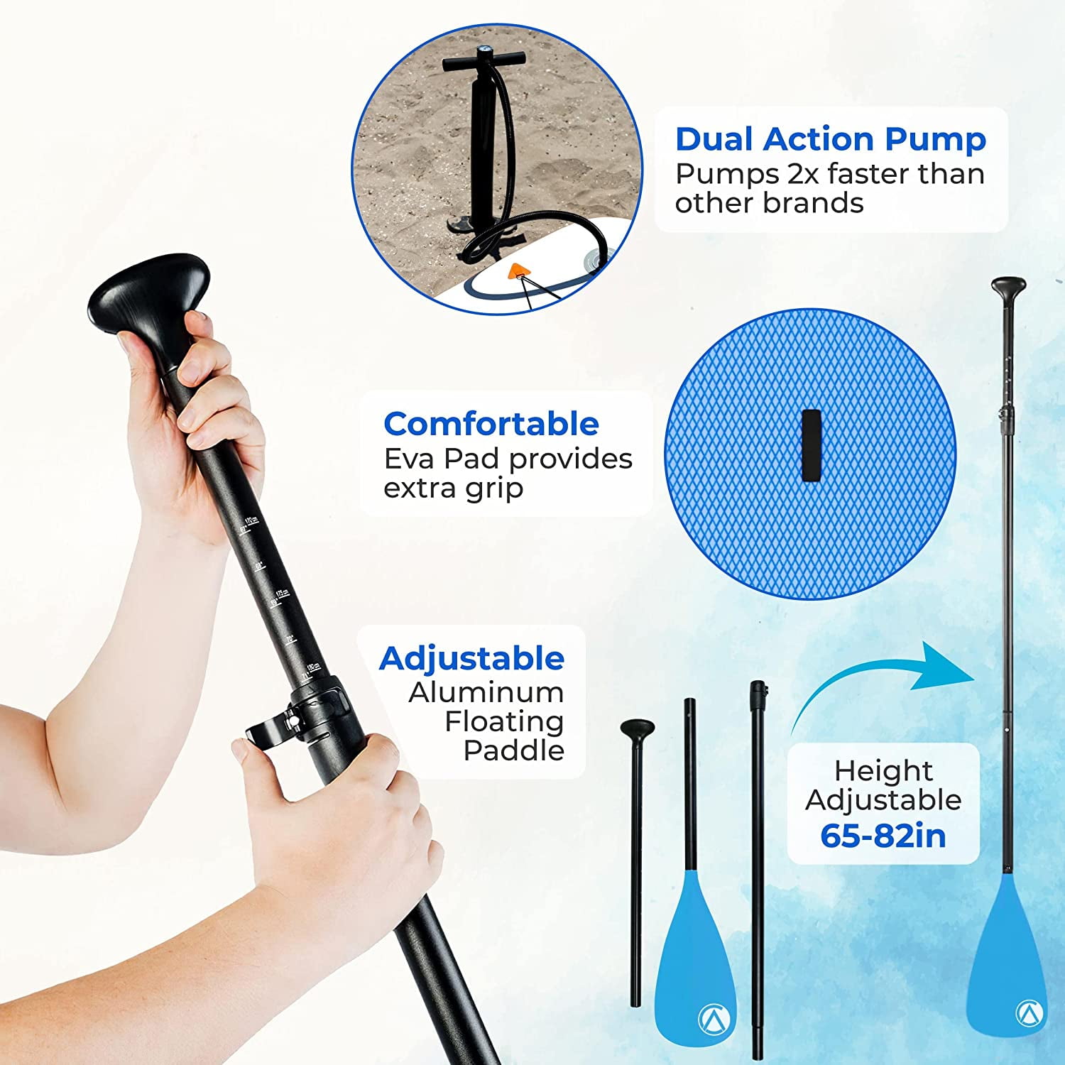 Crew Axel Inflatable Paddle Board 10’33’6” (18lb) SUP Kit Includes Paddle Pump Bag & More Blue