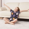 thumbnail image 3 of FORMRS Kids Short Sleeve Top and Pants Pajama Set Unisex Satin 2-Piece Sleepwear, Sizes 7-8Y, Orange Halloween Ghosts, 3 of 8
