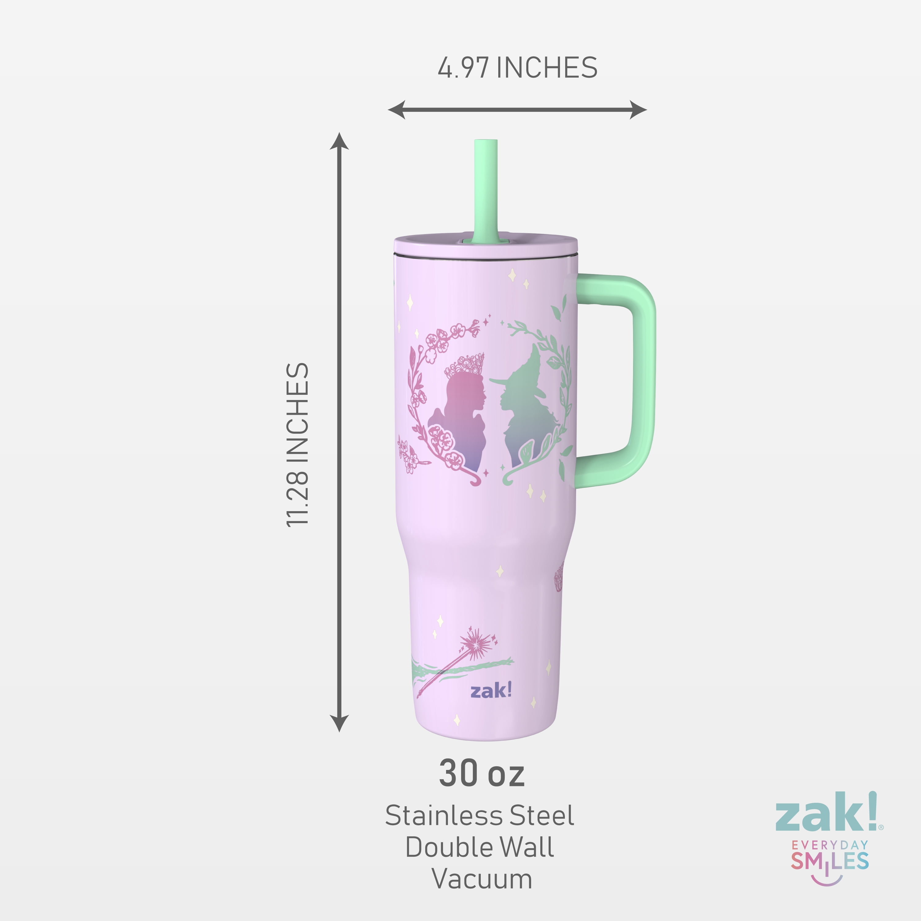 Zak Designs 30oz Wicked Double Wall Stainless Steel Vaccuum Insulated Sutton Straw Tumbler