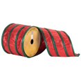 thumbnail image 1 of Vickerman Q172166 4 in. x 10 Yard Red & Green Metallic Stripes Wired Ribbon, 1 of 1