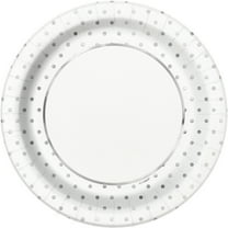 Foil Elegant Silver Polka Dot Paper Dinner Plates, 9 in, 8ct