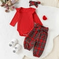 thumbnail image 2 of Baby Girls Christmas Outfits Ribbed Romper Bodysuit Pants Set Fall Winter Outfits Baby Girls Clothes, 2 of 9