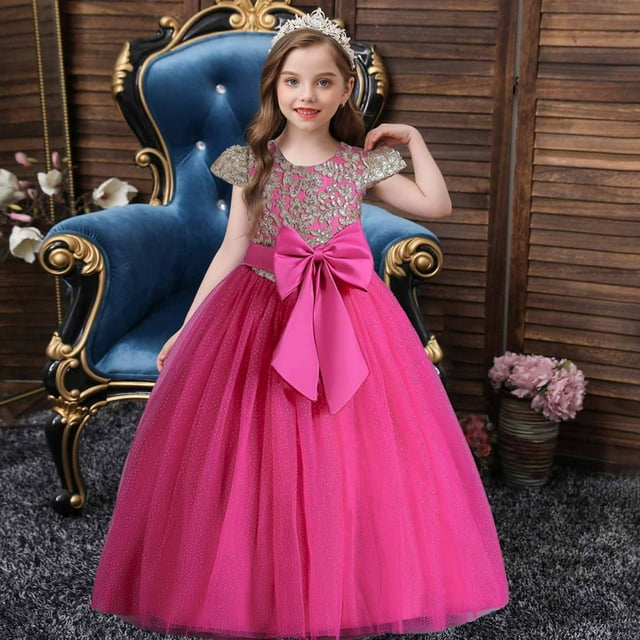 DPTALR Enfants Bébé Filles d'Âge Moyen Enfants Sans Manches Broderie Maille Robe Robe Robe de Gaze Princesse