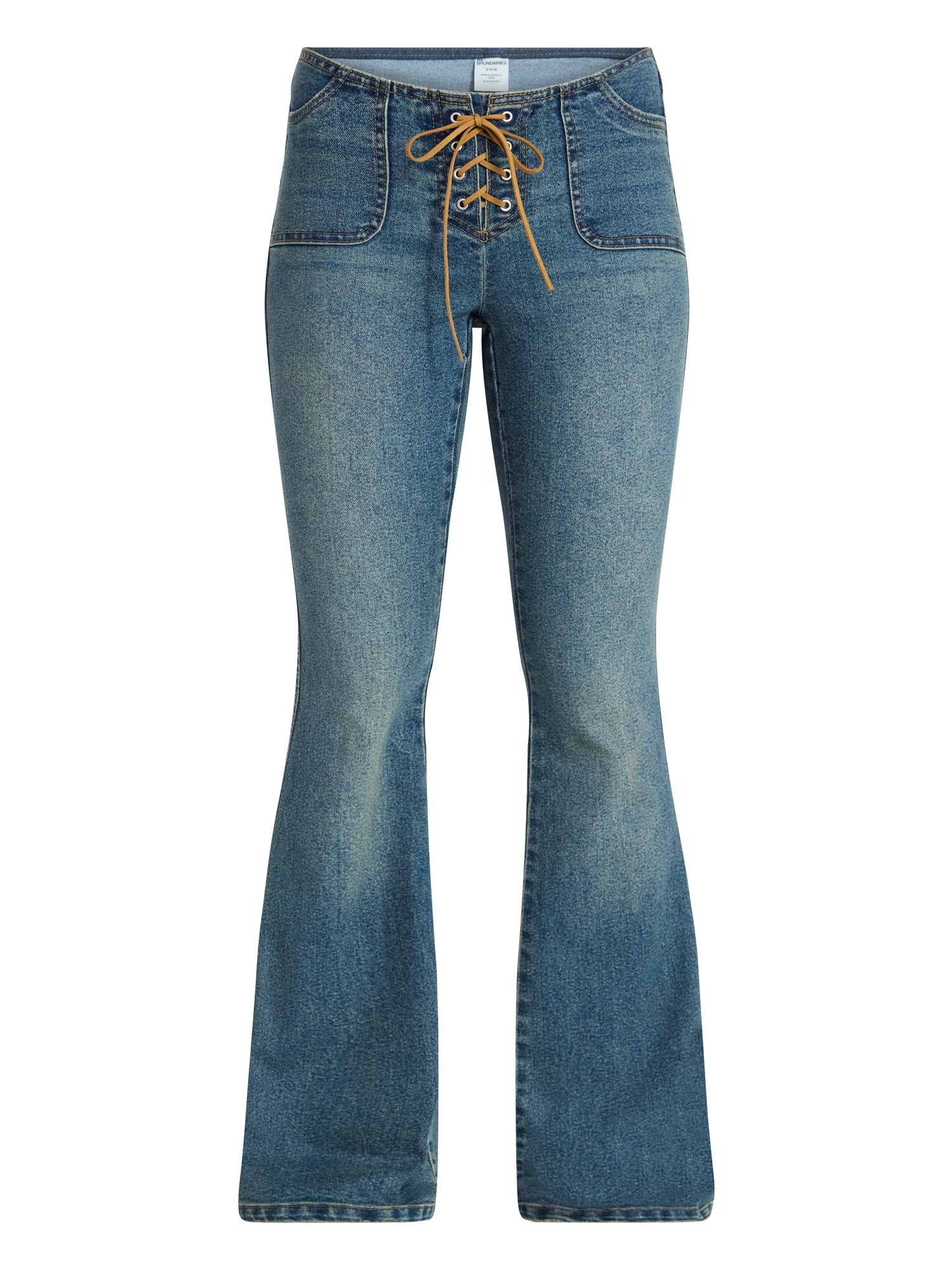 No Boundaries Lace Up Waist Bootcut Jean, Women's