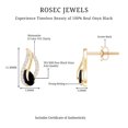 thumbnail image 5 of Natural Pear Shape Black Onyx and Moissanite Leaf Stud Earrings, 14K Yellow Gold, 5 of 7