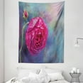 thumbnail image 1 of Fine Art Tapestry, Artwork Print of Close up Painted Rose Blooming Petal and Bud, Wall Hanging for Bedroom Living Room Dorm Decor, 60W X 80L Inches, Hot Pink Multicolor, by Ambesonne, 1 of 2
