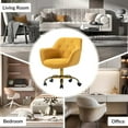 thumbnail image 5 of Velvet Tufted Office Chair Upholstered Swivel Modern Adjustable Armchair Metal Base Home Bedroom Mustard, 5 of 7